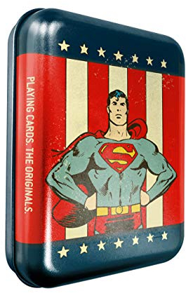 Cartamundi DC Comics Superman Spielkarten in geprägter Retro-Dose, Metall
