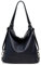 Caspar 2 in 1 Schultertasche Rucksack aus Leder Damen Tasche - PREMIUM LINE - Modell No.796 - Made in Italy, Farbe:dunkelblau, Größe:One Size