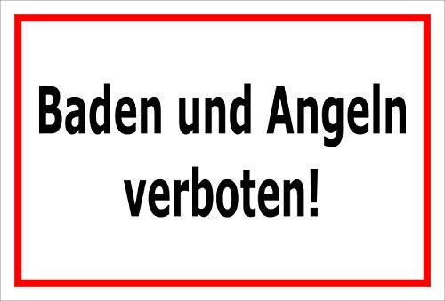 Melis-Folienwerkstatt Schild Baden Angeln verboten 30x20cm - Bohrlöcher - 3mm Aluverbund – 20 VAR S00110-003-B