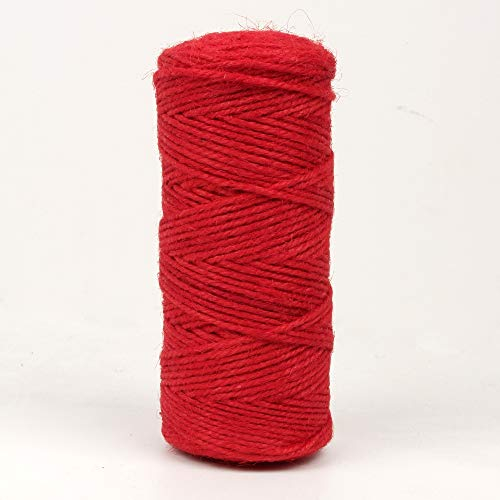 Micomon Ficelle de jute naturelle de 90 m, idéale pour les loisirs créatifs, cadeau, Noël, matériaux d'emballage industriel, ficelle durable pour applications de jardinage (rouge)