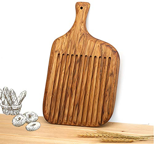 DSISI Chopping board, wooden Bread Crumb-Catcher cutting board with handle deli baked snack bread fruit serving tray,15.35×8.85×0.78inch