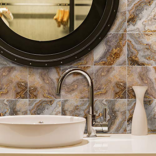 Alwayspon Quadrato Piastrelle In Vinile Adesivo, Decalcomanie Autoadesive Murali Per La Decorazione Soggiorno Cucina Sala da pranzo Bagno, 10 pezzi, 20x20cm