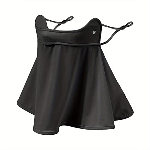WRELS LSF 50+, Unisex, atmungsaktiv, kühlende Gesichtsabdeckung, Sonnenschutz, UV-Schutz, Ohrschlaufen, Halstuch, Schal, für Sommer, Outdoor-Aktivitäten, One Size, Seide