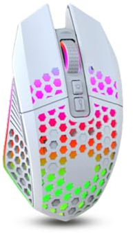 Lazmin112 Wireless Gaming Mouse Wiederaufladbare, stumm aufladende Maus Wireless RGB Luminous Hollow Gaming 2,4-GHz-Computerzubehör für PC-Computer Laptop-Gaming-Player(Weiß)