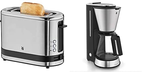 WMF Küchenminis Aroma Filterkaffeemaschine mit Glaskanne, Filterkaffee, 5 Tassen, 760 W & Küchenminis 1-Scheiben Toaster Langschlitz XXl-Toast Brötchenaufsatz 7 Bräunungsstufen Überhitzungsschutz