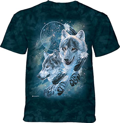 The Mountain Unisex Dreamcatcher Wolf Collage Erwachsene, Grün, XL T-Shirt, X-Large