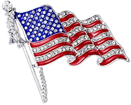 TOSSPER Drapeau Américain Broche Pins Strenestones USA Drapeau Drapeau Badge Badge Badge
