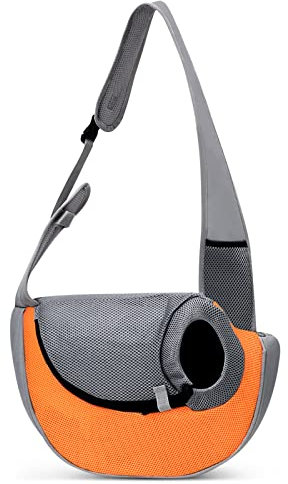 ALLSOPETS Hundetragetasche für kleine Hunde Katzen, Haustier Tragetasche Schultertasche, Atmungsaktiver Hundesling, Tragetasche für Hunde Reisen, für Outdoor Camping (Warmes Orange, L)