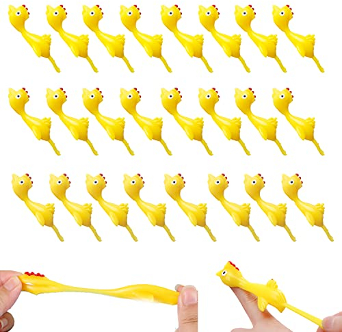 GWAWG Schleuder Huhn 24PCS Kinderspielzeug lustig Finger dehnbar Flick Fliegende Hühner Kinder Party Favors Geschenk
