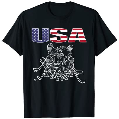 Amerika Eishockey-Liebhaber Trikot – USA Flagge Hockey Team Fans T-Shirt