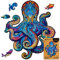 UNIDRAGON Original Wooden Jigsaw Puzzle - Magnetic Octopus, 200 pcs, Medium 11.2x13, Unique Animal Shaped Puzzle Box, Birthday Gift Idea for Kids, Adults, Girls, Boys, Family Game and Hobby
