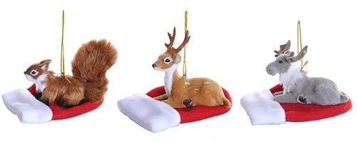 Christbaumschmuck Elch, Eichhörnchen und Hirsch im 3er Set auf Fäustling