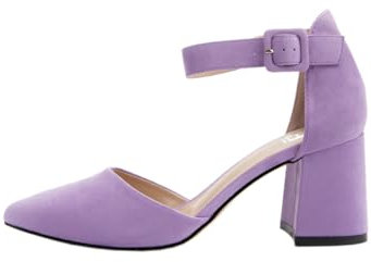 Rio Fiore Damen Pumps, Lila, 7.5cm Blockabsatz, Bequeme Pumps mit Riemen, Wildlederimitat, Riemchenpumps, 661029-80-31 (Purple Microfiber, 38 EU)