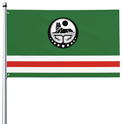 Flagge der tschetschenischen Republik Itschkeria (mit Wappen) Flagge 3 x 5 Fuß Terrasse Garten Rasen Willkommen Dekoration Banner Indoor Home Party Flaggen