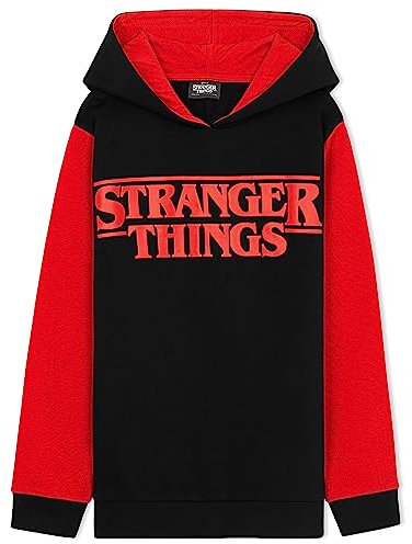 Stranger Things Hoodie Teenager Mädchen Kapuzenpullover für Mädchen von 9-15 Jahre Hoodie Jungen Teenager (11-12 Jahre, Schwarz/Rot)