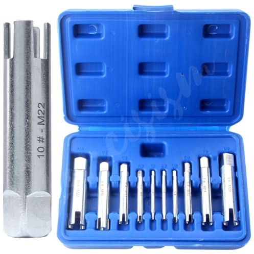 Lot de 10 extracteurs de tarauds à tête cassée dénudée avec boîte, extracteur de vis en acier rapide pour le retrait de vis industrielles, les travaux de réparation à domicile