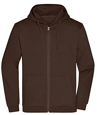 James & Nicholson Herren Basic Kapuzen-Sweatjacke - Klassische Sweatjacke mit Kapuze und Kordelzug | Farbe: brown | Grösse: M