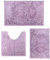 RUN HELIX Ultra Soft Chenille Bath Mat Anti Mould, Light Purple Set 3, Shaggy Bathroom Mats, Super Absorbent Mats for Bathroom, Fluffy with U-Shaped Toilet Rug, (yushidian-qianzi-3p)