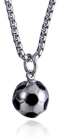 Nogsay Fußball Halskette Fußball Charm Halskette Ketten Edelstahl Fußball Anhänger Geschenke für Mädchen Jungen Kinder Unisex Schmuck mit Kette Fußball Anhänger Halskette