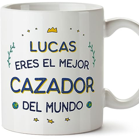 MUGFFINS Tazas Personalizadas para CAZADOR hombre - En Español - Mejor del Mundo - 11 oz / 330 ml - Regalo Personalizable original y divertido