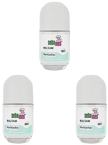 Sebamed Balsam Deo Parfumfrei Roll-on, zuverlässiger Schutz vor Körpergeruch, 48h Wirkung, besonders hautverträglich, frei von Parfum, ohne Aluminiumsalze, 50 ml (Packung mit 3)