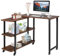 COSTWAY Mesa Auxiliar para Trabajo de Giratorio 360°,71,5 x 80 x 67 cm, Mesa de Salón de 3 Niveles con Ruedas, Escritorio Extensible de Oficina, Mesa de Esquina(Marrón)