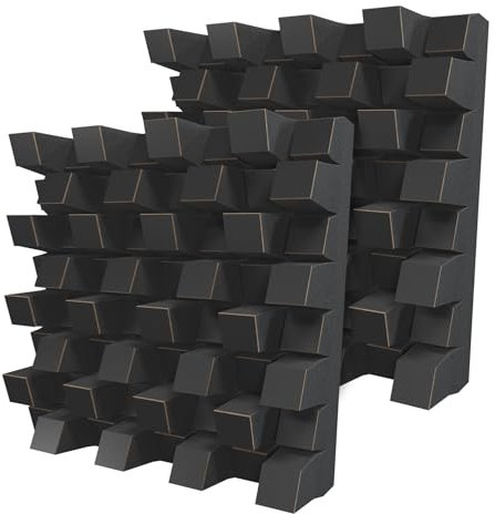 Lot de 2 diffuseurs acoustiques | Diffusion 2D | Réflexion – Diffusion – Absorption – Insonorisation | Panneau d'art mural | Plaques de couleur : (Noir, SIRIUS (150 mm))