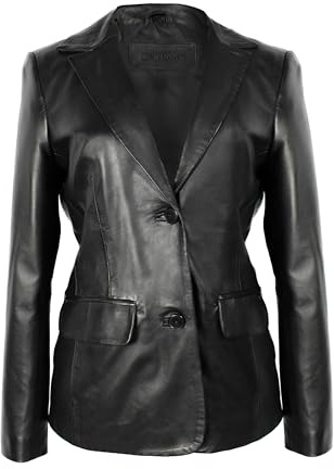 Zerimar Blazer Veste Women Leather | Veste Elegant | Veste Casual | Veste for Women Leather | Veste Dress Woman | Couleur Noir | Taille XXL