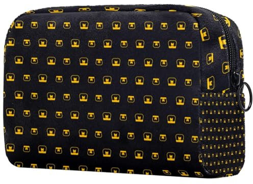 Makeup Organizer Bag Honey Pot Pattern on Black Background Pencil Case Cosmetic Storage Bag Portable Toiletry Pouch for Women Men
