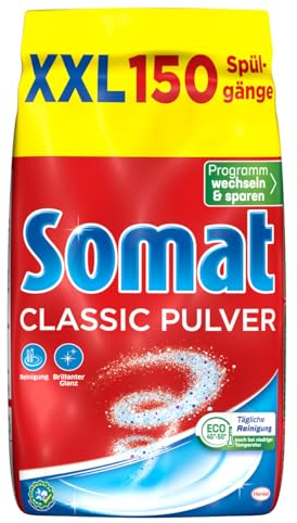 Somat Polvere classica, lavabile in lavastoviglie per la pulizia quotidiana, rimuove le macchie più ostinate ad ogni lavaggio, delicato sull'ambiente, 1 x 2,4 kg