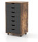 COSTWAY Mobile File Cabinet, 7 Drawers Lateral Stationery Storage Organiser Chest with Wheels, Home Office Printer Stand Side Filing Cupboard（Rustic Brown + Black）