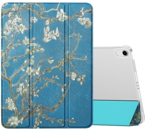 MoKo Custodia per iPad Air 11 Pollici (M3 2025 / M2 2024), Custodia iPad Air 5/4 Gen 2022/2020 10,9, Cover Sottile con Guscio Posteriore in PC Trasparente, Supporta Touch ID, Albicocchi in Fiore