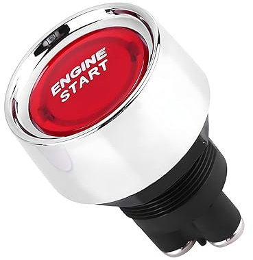 CGEAMDY Arranque Del Motor Del Coche Pulsador Interruptor De Encendido, Pulsador De Arranque Interruptor Momentáneo, 12V 50A Interruptor Botón Arranque Encendido, Para Coche Camión(Rojo)