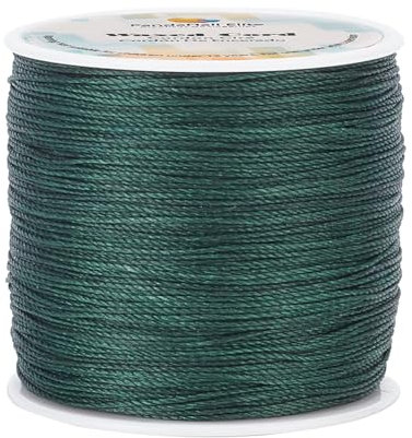 PH PandaHall 115 Yards 0.5mm Waxed Cords, Dark Green Waxed Polyester Thread Waxed Beading String Twine Wax Cord for DIY Bracelet Necklaces Waist Beads Jewellery Making Sewing Macrame Sewing Project