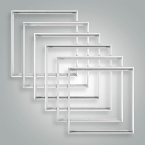 6x Aluminium Aufbaurahmen 62,5x62,5cm weiß extra hoch für Aufbau-Montage eines Back-Light LED Panel 62x62cm Rasterleuchte Einlegeleuchte Deckenleuchte L625xB625xH68mm