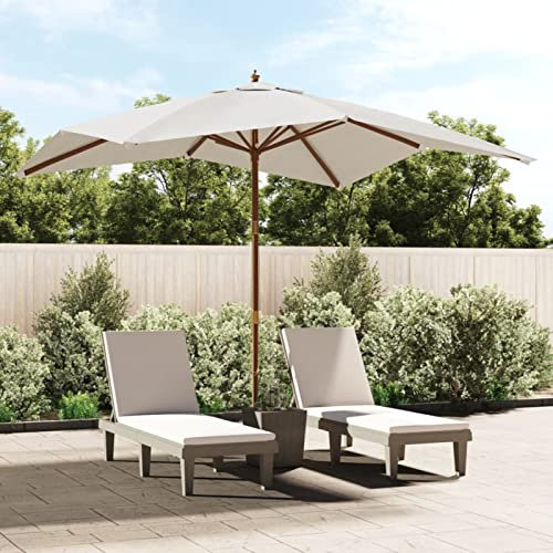 ShCuShan Sonnenschirm mit Holzmast Sandfarben 300x300x273 cm Garten-Schirme Balkon Gadgets