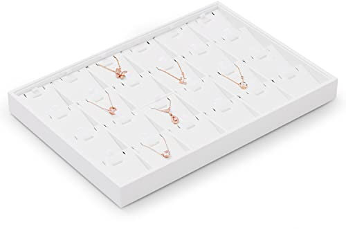 Papten plateau à bijoux empilable en cuir, rangement de bijoux tiroir insert à bijoux organisateur 24 compartiments présentoir à bijoux (blanc)