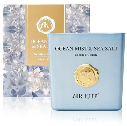 Airkeep Duftkerze Ocean Mist & Sea Salt, 220g Kerze mit langer Brenndauer bis zu 46 Stunden, Geschenke Kerze für Frauen Männer