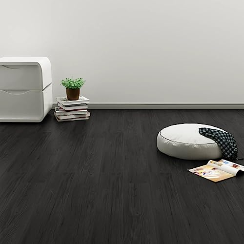 ShGaxin PVC Laminat Dielen Selbstklebend, Fliesenfolie, Laminatboden, Küchenrückwand Folie, Bodenbelag Selbstklebend, Wandverkleidung, Deckenpaneele, 4,46 m² 3 mm Eiche-Anthrazit