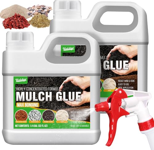 Colle de Paillis - 2L Colle de Gravier Concentré pour Coller des Pierres, paysager, Jardin - Spray Prêt à L'emploi, Colle à Gravier en Résine pour Paillage, Roche, Patios et les Allées de Jardin