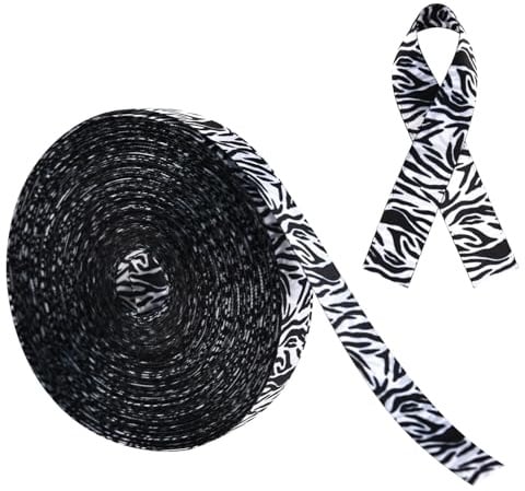 WANDIC Satinband für Karzinoid-Bewusstseinsband, Seltene Erkrankungen Karzinoid Zebrastreifenband für endokrine Tumoren, für Broschen, Armbänder, 20 Meter