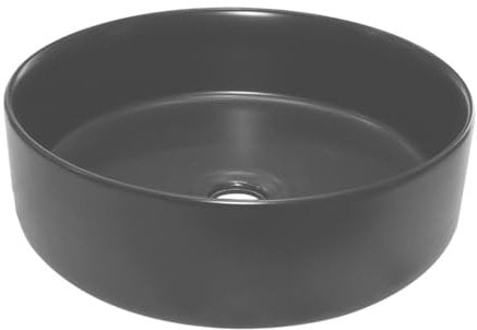 Inguz Umea - Lavabo de Cerámica - Con Forma Redonda - Medidas 36 x 36 x 11.5 cm - Ceramica Ultra Fina - Ideal para Poner sobre Encimera de Muebles de Baños y Aseos - Tapon No Incluido. (Gris)