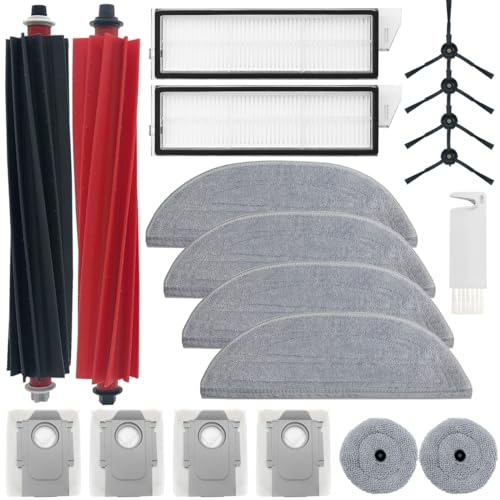 HomeTimes Ersatzteile für Roborock S8 MaxV Ultra Saugroboter Zubehör mit 2 Gummibürsten 2 HEPA-Filter 6 Mop-Pads 4 Seitenbürsten 4 Staubbeutel 18tlg.