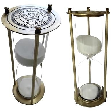 Minuteur Sablier pour 60 Minutes Sandglass Timer 60 Minutes Décoration Basse de Thé Étagère à Livres Jeu Scolaire Ornement Cadre en Bois Sand Timer l'horloge Blanc