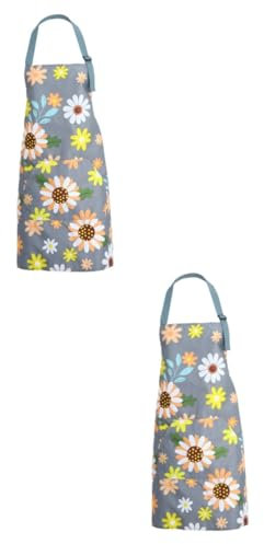 Alipis 2pcs Floral Kitchen Cooking Apron Pockets for Women Vintage Style Neck Hanging Kitchen Aprons for Women Pockets