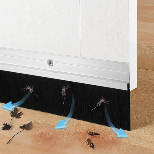Retsun Set of 3 Door Brush Strip 53mm (2.1) × 880mm (34.6) | Aluminium Frame with PP Bristles • Door Brush Seal • Draft Excluder • Blocks Draughts, Dust & Pests