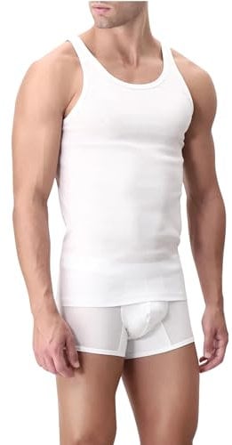 PEROFIL 3 Pezzi Canotta Spalla Stretta 100% Filo Scozia, Bianco 7
