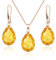 Linawe Yellow Costume Jewellery Sets for Women, Rhinestone Tear Drop Earring Set, Imitation Diamond Birthstone Crystal Pendant Necklace, Rose Gold Cubic Zirconia Women's Jewellery Sets