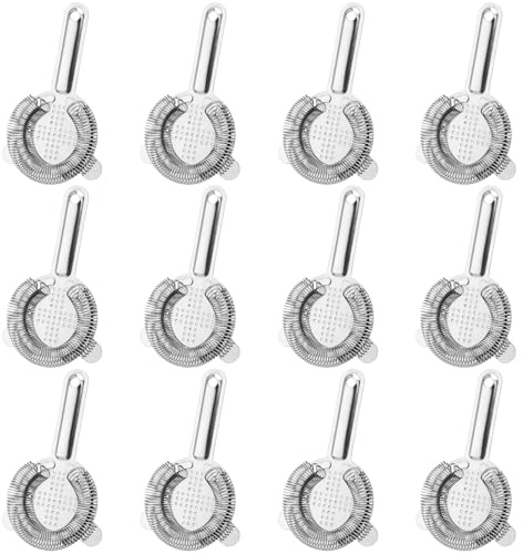 HOZEON 12 Pcs 6.5 Inches Cocktail Strainer, Stainless Steel Bar Strainer Tool, 2 Prong Bartender Strainer for Bar Restaurant Home, Silver