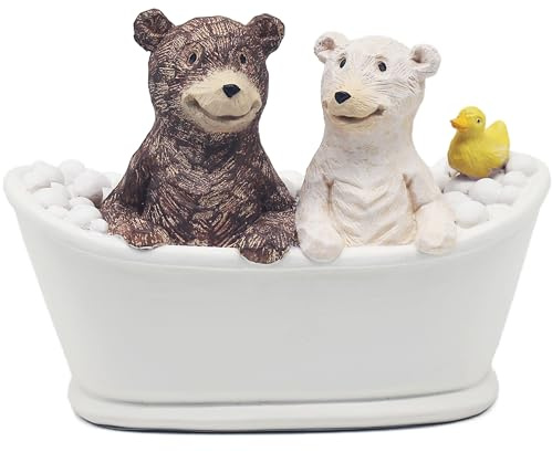 The Leonardo Collection Bear Bathtime Sign with Quote Home Decor Figurine | Bear Bathtime Scene, Heartwarming Quote, Detailed Carving, Shelf Display, Charming Décor, Gift Ready